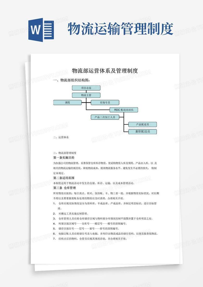 简易版物流部运营体系及管理制度