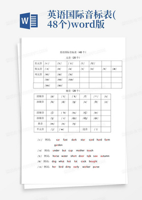 英语国际音标表(48个)word版