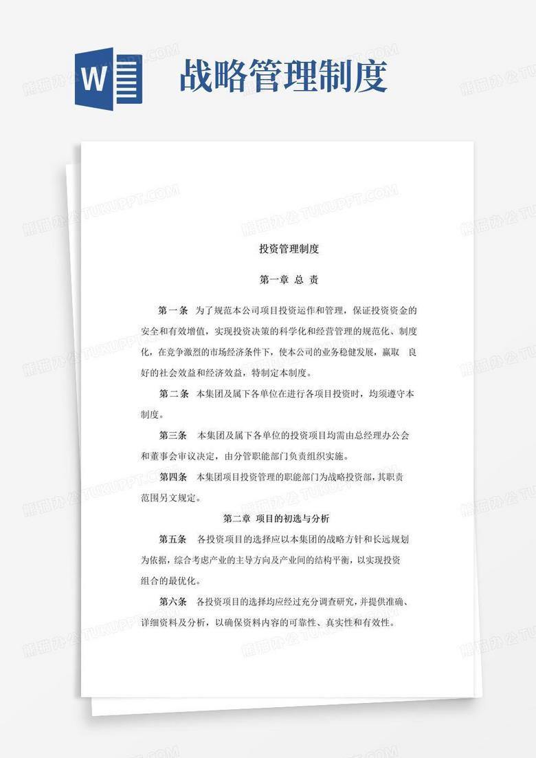 大气版战略投资管理制度