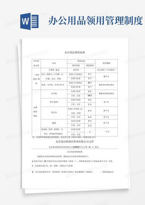 实用的办公用品领用标准及管理制度