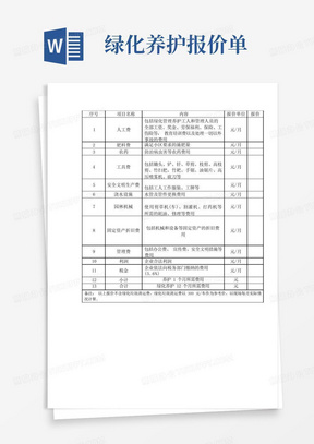 绿化养护报价单