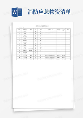 消防应急物资清单