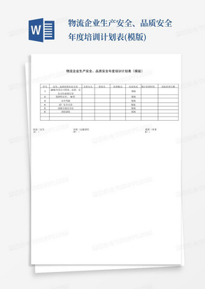 物流企业生产安全、品质安全年度培训计划表(模版)-