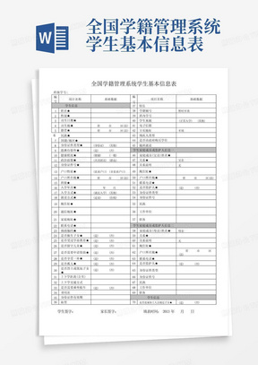 全国学籍管理系统学生基本信息表