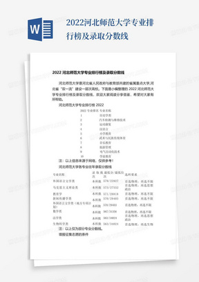 2022河北师范大学专业排行榜及录取分数线