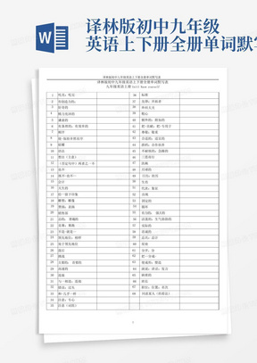 译林版初中九年级英语上下册全册单词默写表