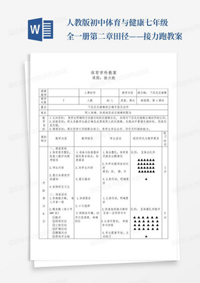 人教版初中体育与健康七年级全一册第二章田径——接力跑教案