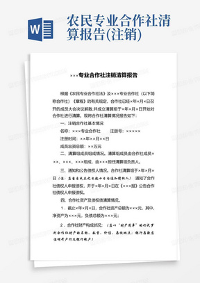 农民专业合作社清算报告(注销)