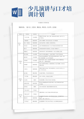 少儿演讲与口才培训计划-