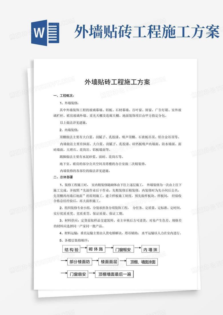 外墙贴砖工程施工方案word模板下载编号lerayyxx熊猫办公 7509