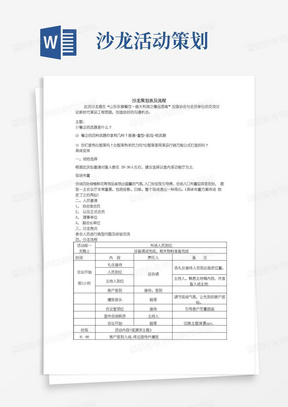 大气版沙龙活动策划表及流程