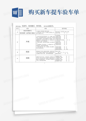 购买新车提车验车单