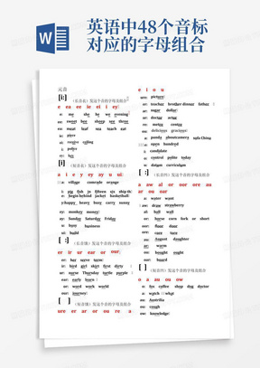 英语中48个音标对应的字母组合