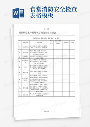 食堂消防安全检查表格模板