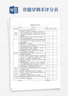 骨髓穿刺术评分表