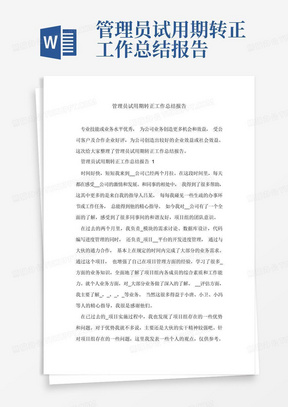 管理员试用期转正工作总结报告