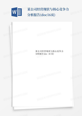 某公司经营现状与核心竞争力分析报告(doc16页)