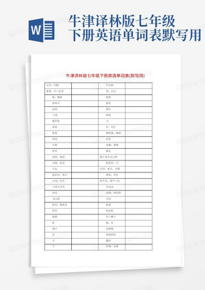 牛津译林版七年级下册英语单词表默写用