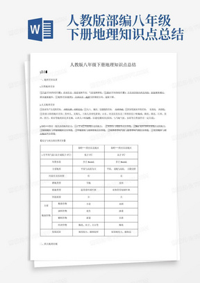 人教版部编八年级下册地理知识点总结