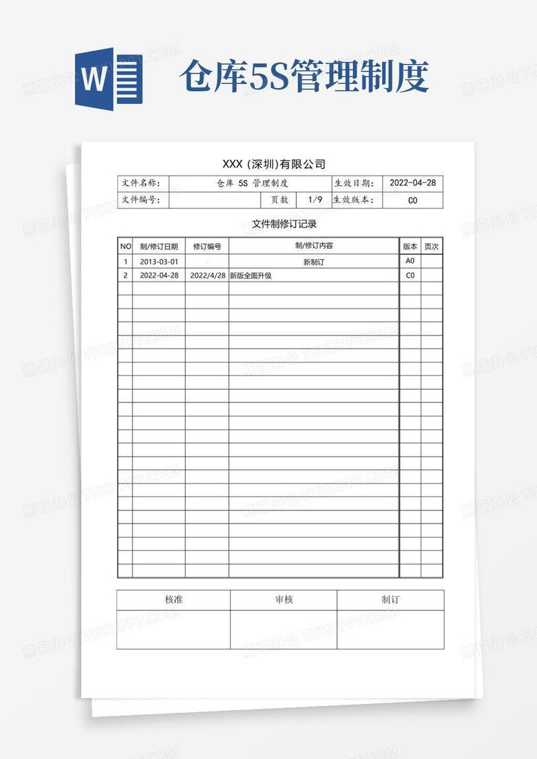 简洁的仓库5S管理制度(含表格)