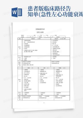 患者版临床路径告知单(急性左心功能衰竭)-