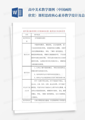 高中美术教学课例《中国画的欣赏》课程思政核心素养教学设计及总结反思