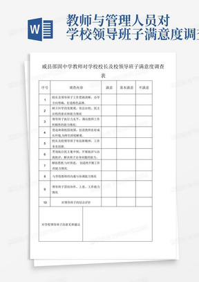 教师与管理人员对学校领导班子满意度调查表-