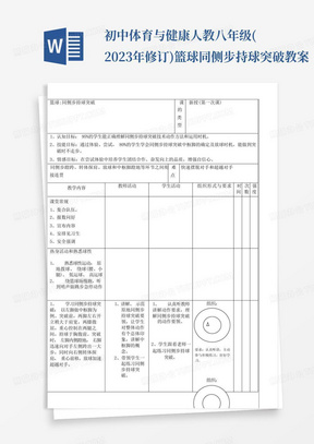 初中体育与健康人教八年级(2023年修订)篮球同侧步持球突破教案