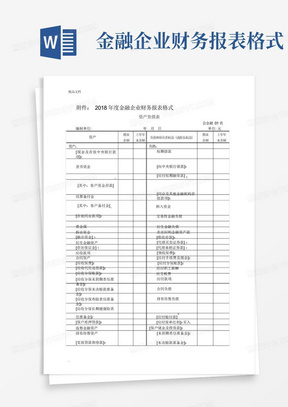 金融企业财务报表格式-