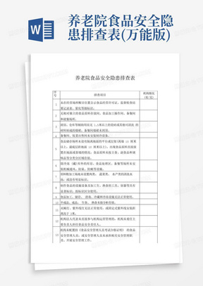 养老院食品安全隐患排查表(万能版)-