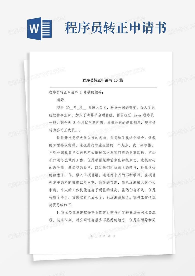 简洁的程序员转正申请书15篇