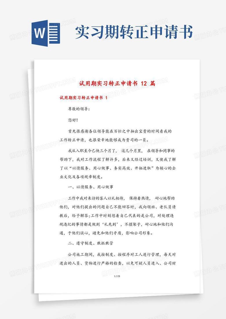 简洁的试用期实习转正申请书12篇