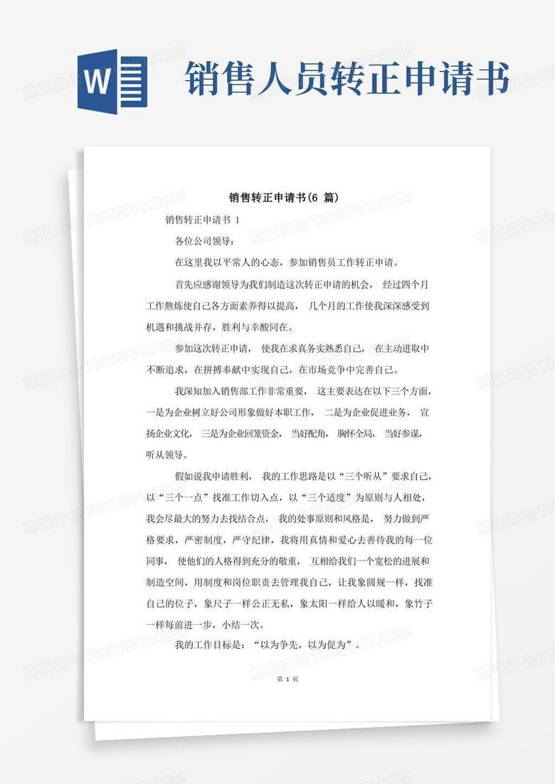 实用的销售转正申请书(6篇)