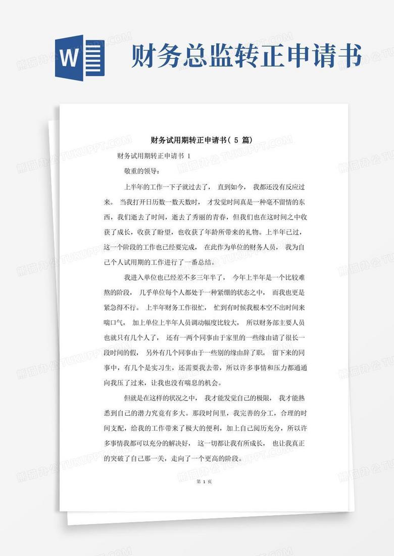 方便的财务试用期转正申请书(5篇)