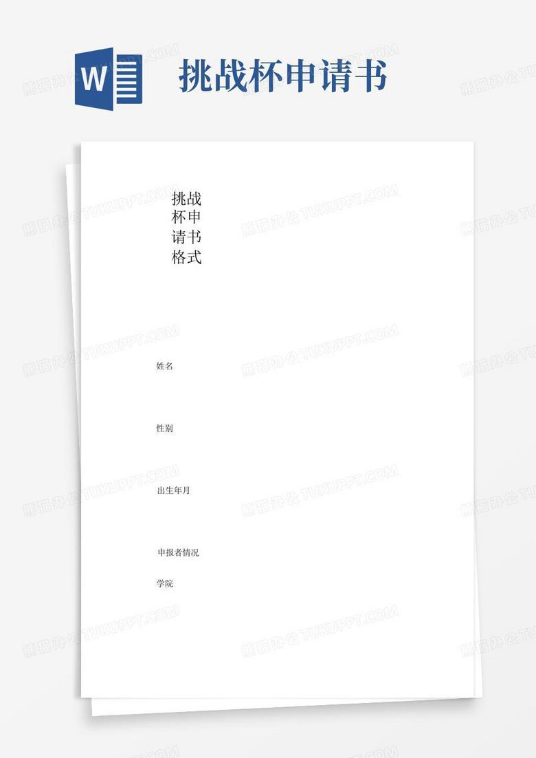 好用的挑战杯申请书格式