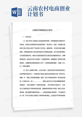 云南农村电商创业计划书-