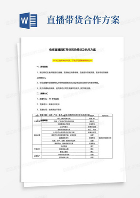 简洁的抖音电商网红直播带货活动策划及执行方案范本