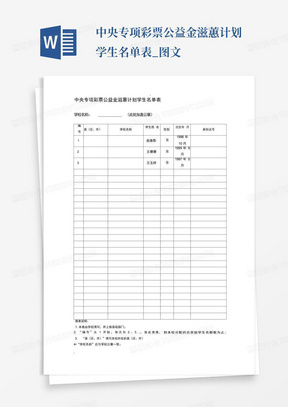 中央专项彩票公益金滋蕙计划学生名单表_图文-