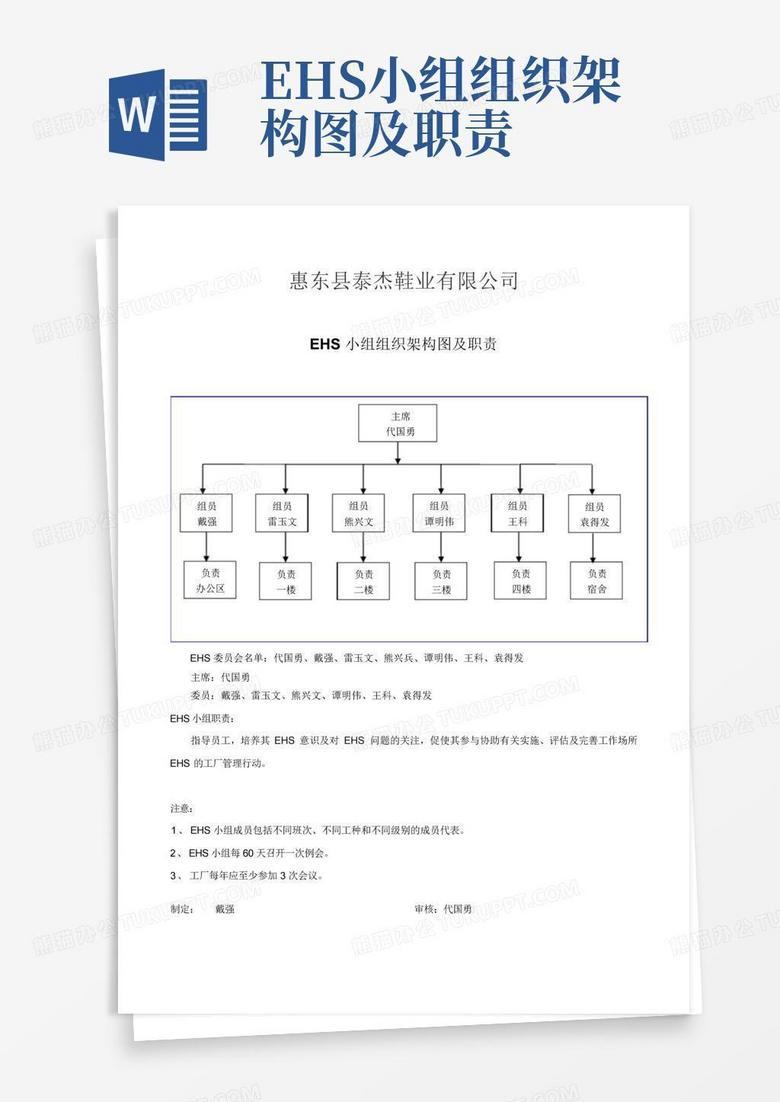 ehs小组组织架构图及职责-Word模板下载_编号qjbpgwnr_熊猫办公