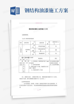 大气版钢结构防腐防火涂装施工方案