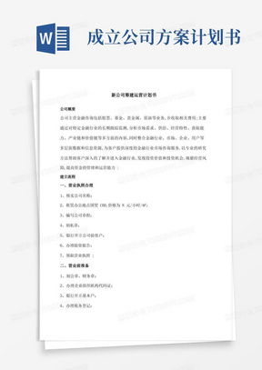 方便的新公司筹建运营企划书