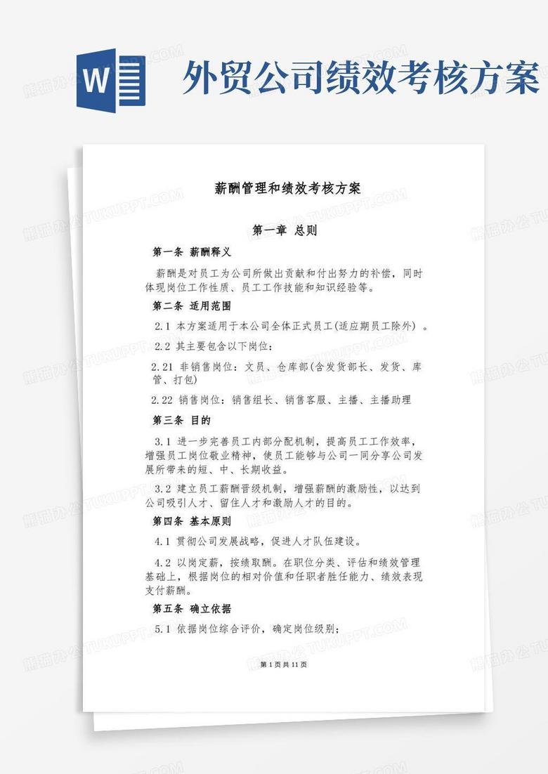 大气版外贸公司薪酬绩效考核方案