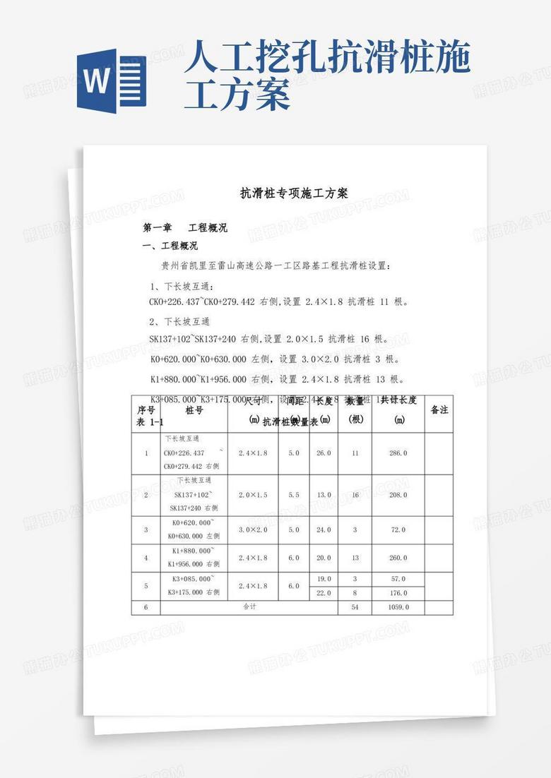 简易版抗滑桩专项施工方案