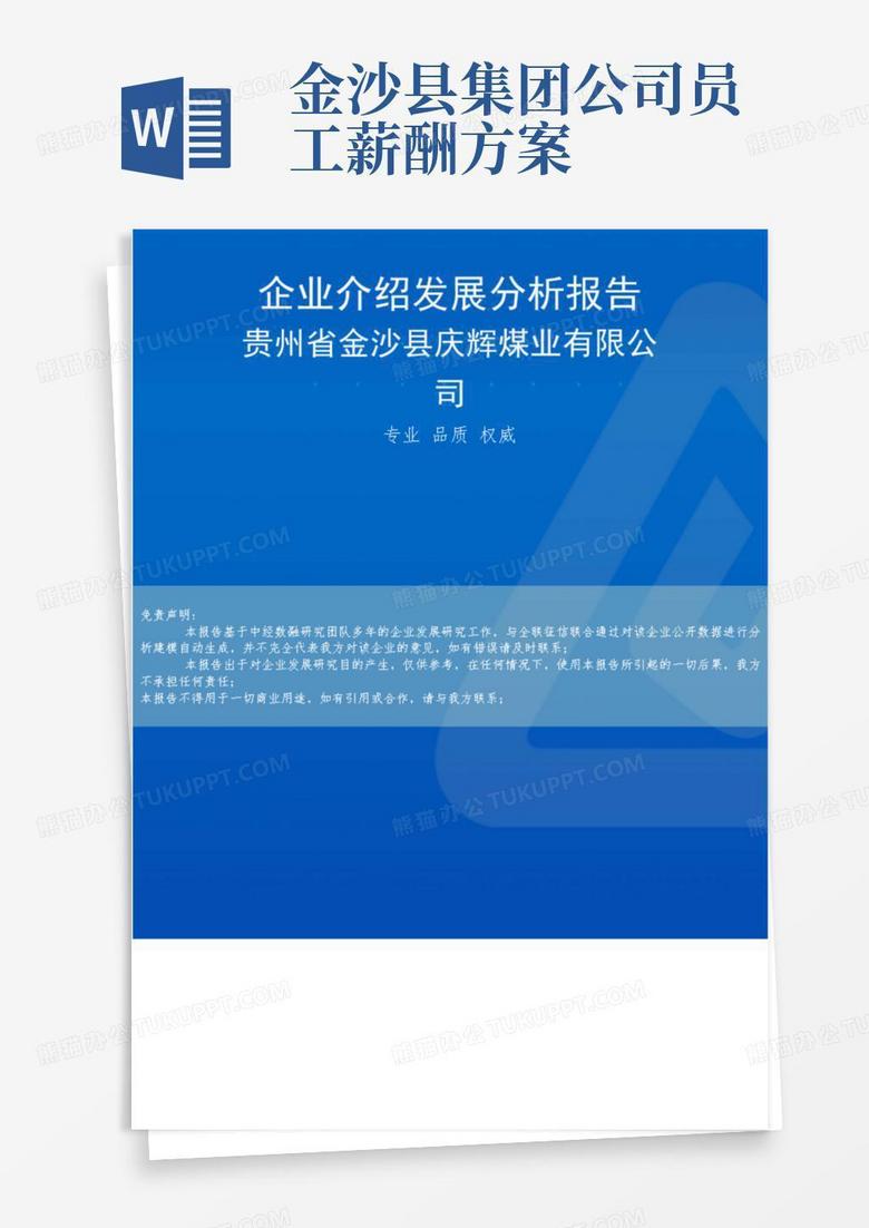 简洁的贵州省金沙县庆辉煤业有限公司介绍企业发展分析报告