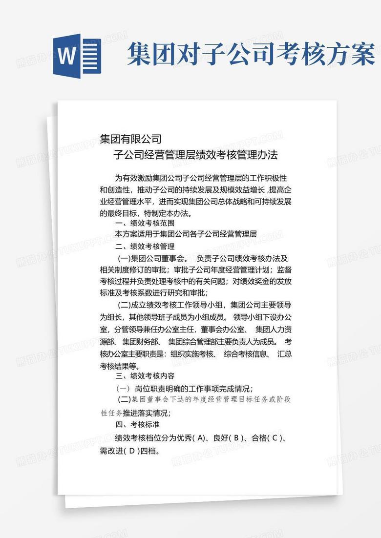 简易版集团有限公司子公司绩效考核管理办法