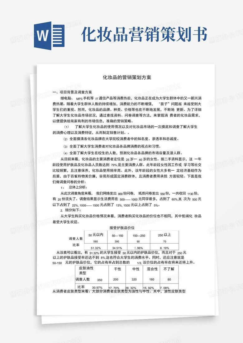 实用的化妆品的营销策划方案