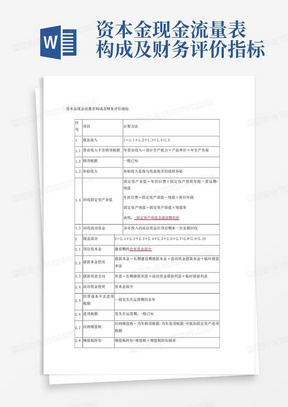 资本金现金流量表构成及财务评价指标