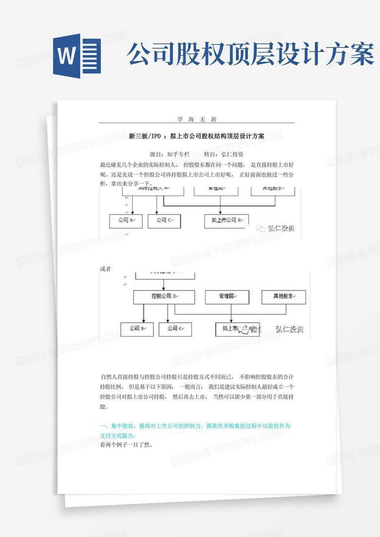 好用的拟上市公司股权结构顶层设计方案.pdf