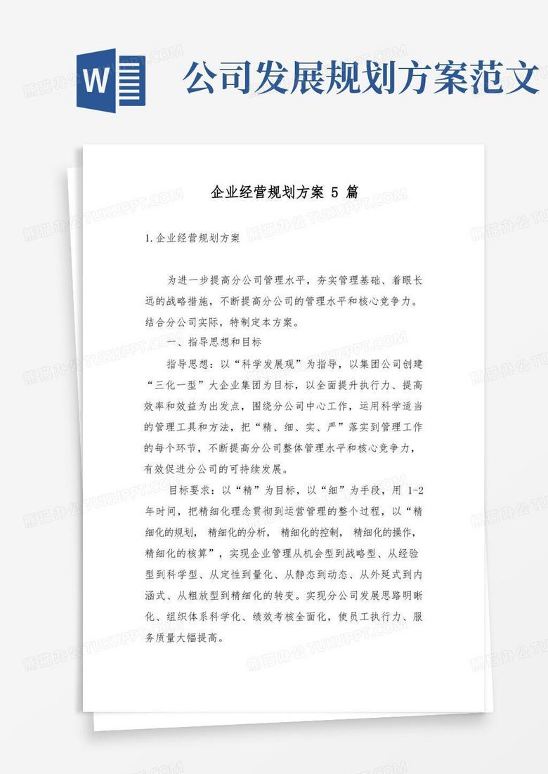 简易版企业经营规划方案5篇