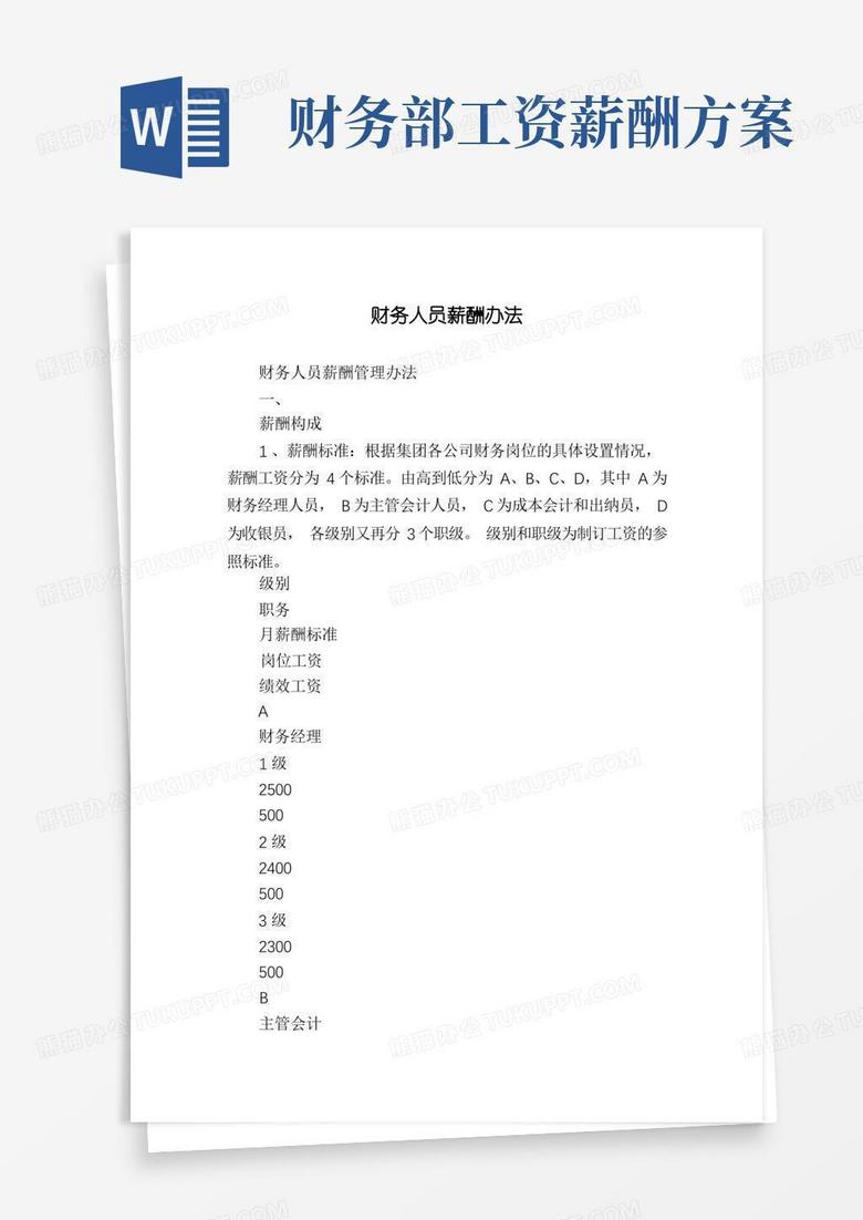 通用版财务人员薪酬办法